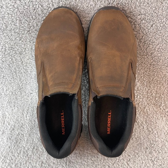 Merrell Jungle Moc Mens 13 Brown Leather Slip On Hiking Outdoor Vibram Shoes - Picture 9 of 9